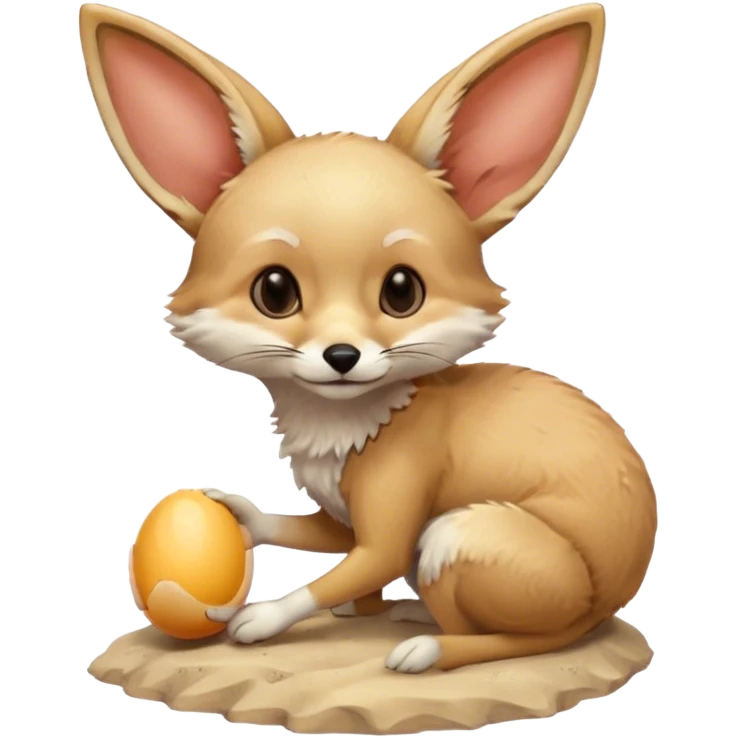 fennec carrying an unpeeled egg emoji