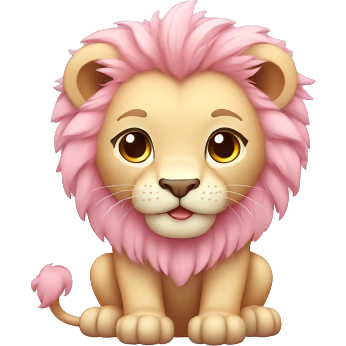 Pastel Pink Chibi Kawaii Cartoon Lion emoji