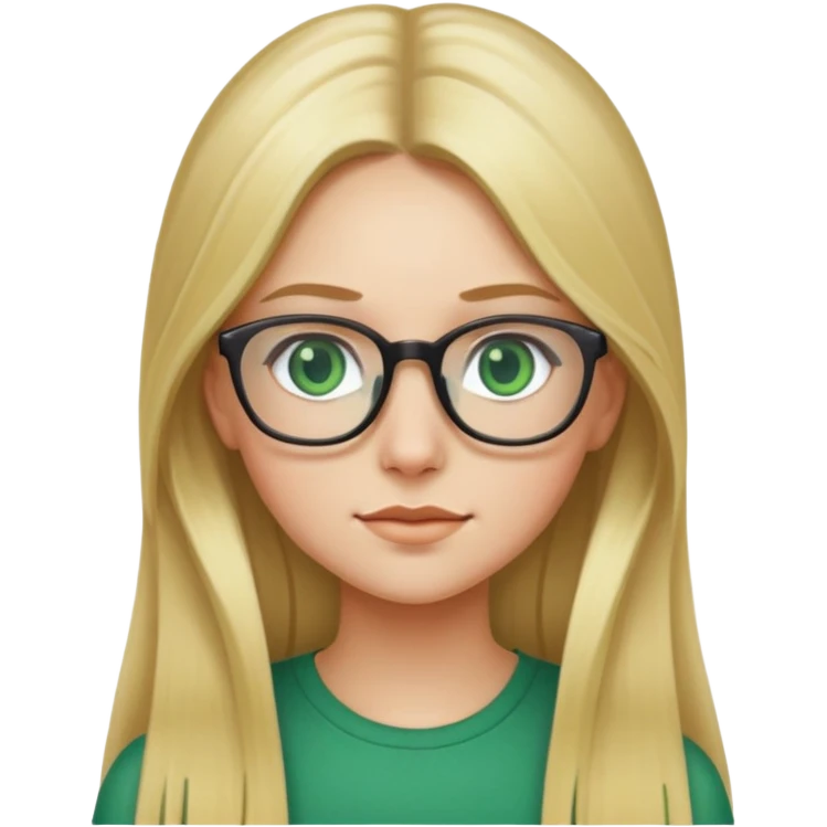 girl with long blonde hair, green eyes, and glasses emoji