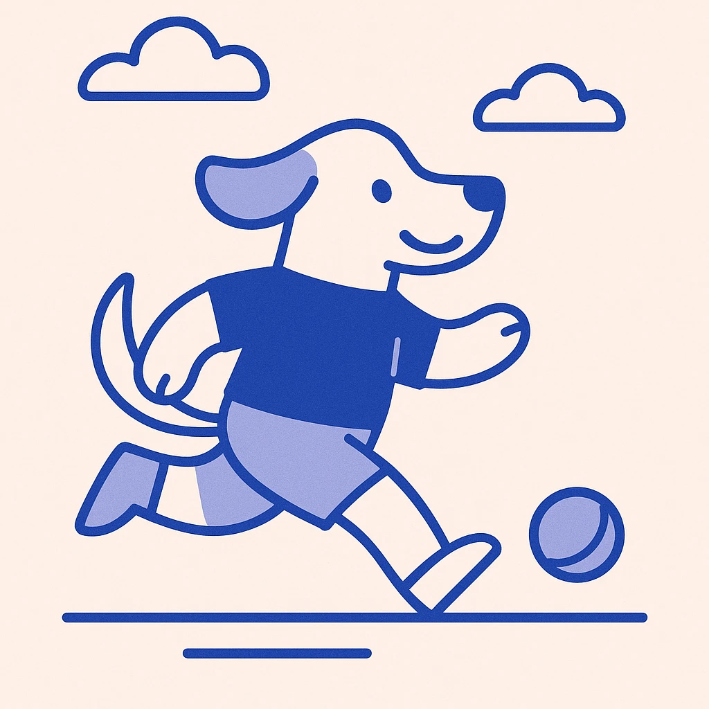 happy dog running after ball emoji