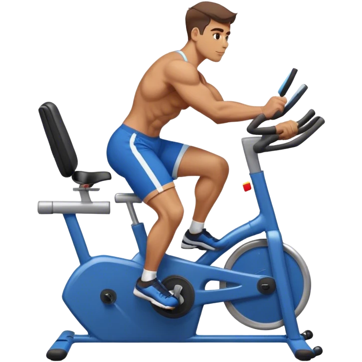 buff guy blue shorts stationary bike emoji