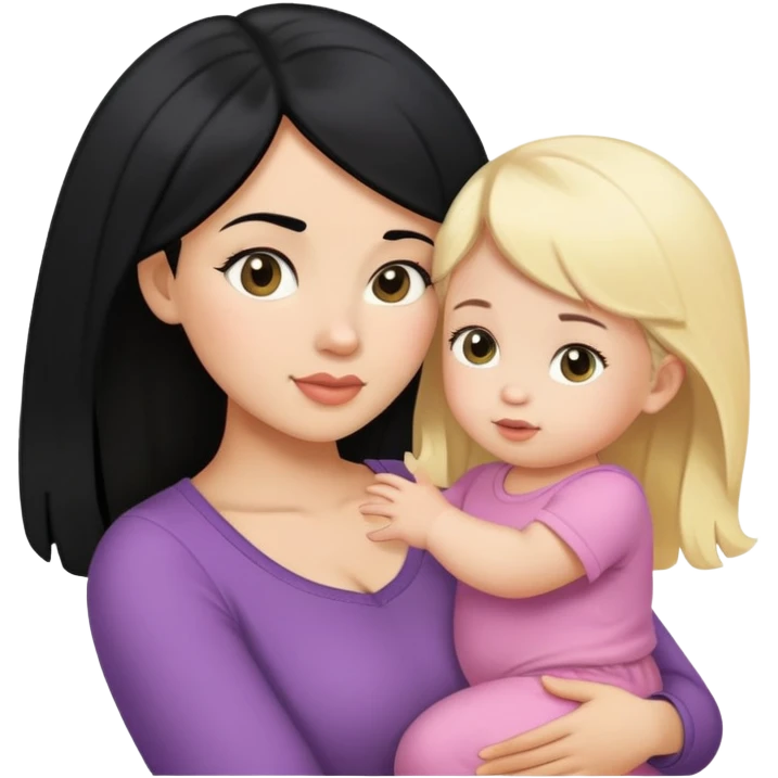Black hair mom and blonde baby girl emoji