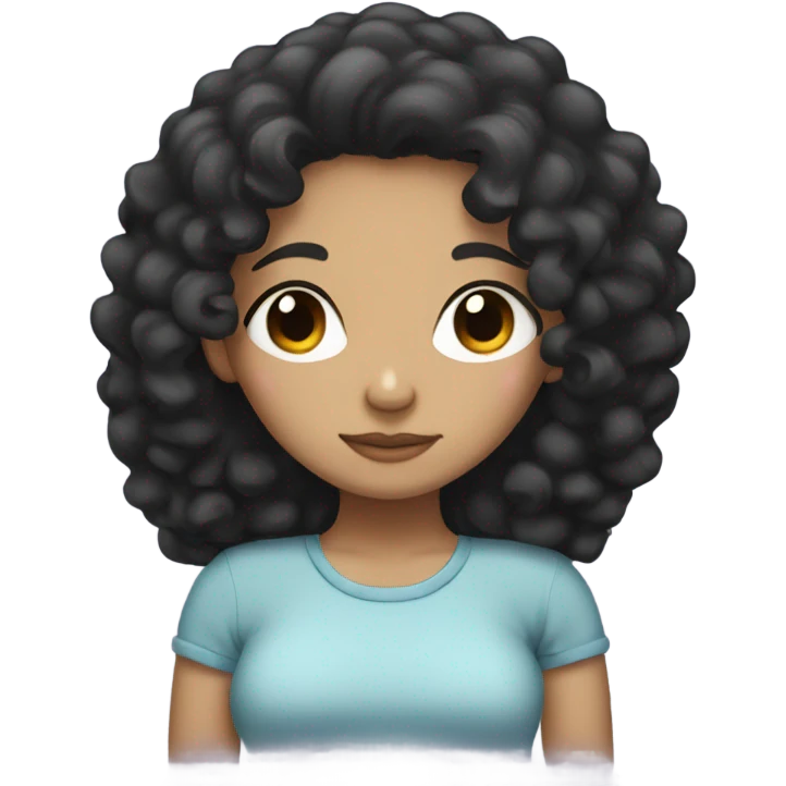 Sleepy girl with black curly hair emoji