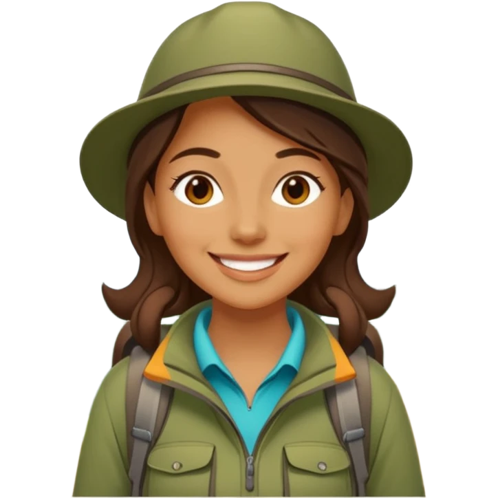 woman hiking in the woods in the sunshine emoji