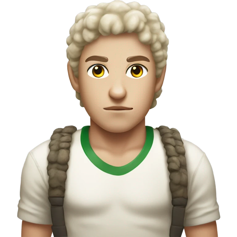 A sheep with a boys head Rambo style with the title ramJO emoji