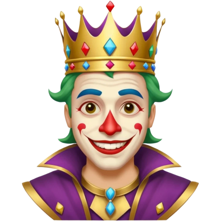 crazy colorful human jolly joker from poker, medieval, vintage, king emoji