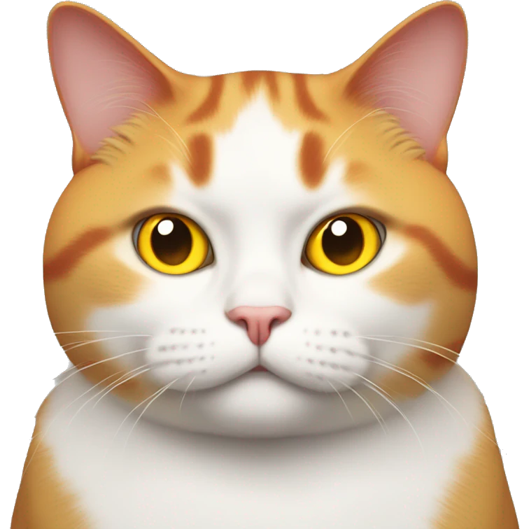 Fat red white cat with yellow eyes looking directly into the camera emoji