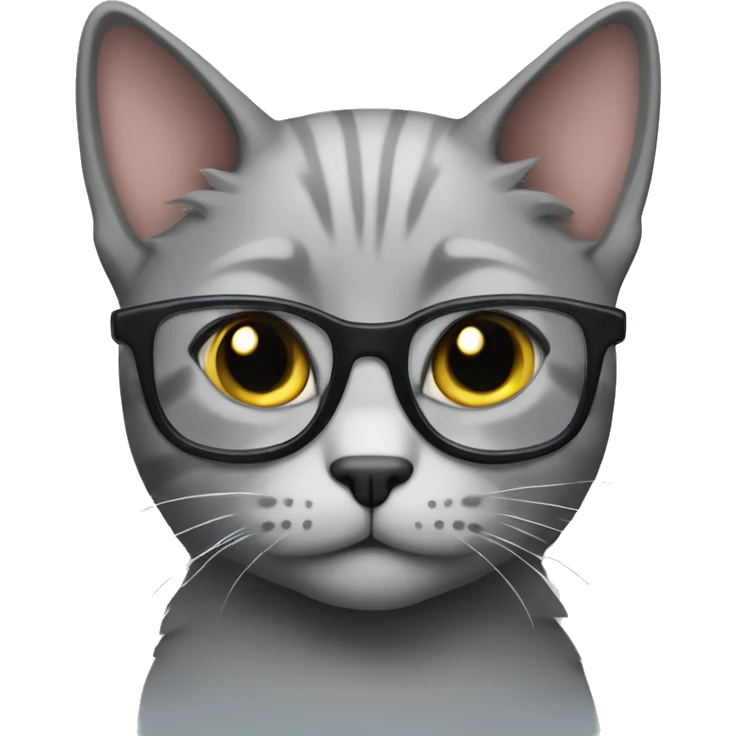 nerd grey cat emoji