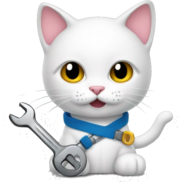kitty with a wrench emoji