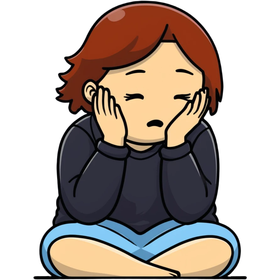 woman sitting and crying covering her face with her arms emoji