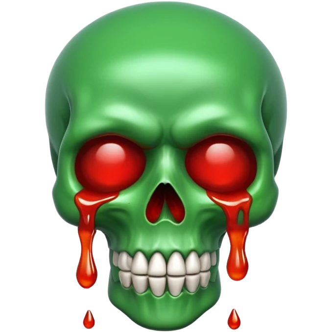 A green skull with red marmalade emoji