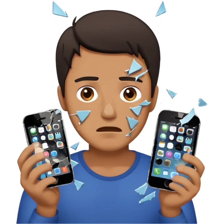 create the man with broke iphone in the hand emoji