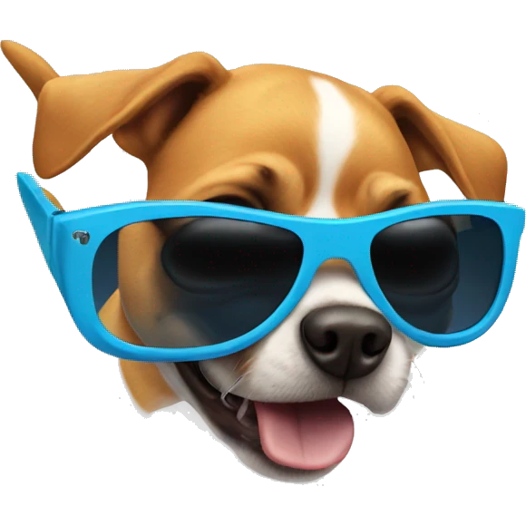 Dog doing a backflip wearing sunglasses emoji