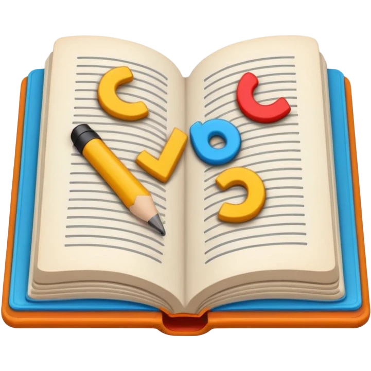 A minimalist emoji-style icon representing wordplay — symbolizing creativity with language. It features an open book or speech bubble merging with playful letters or word fragments, forming a clever visual pun. emoji