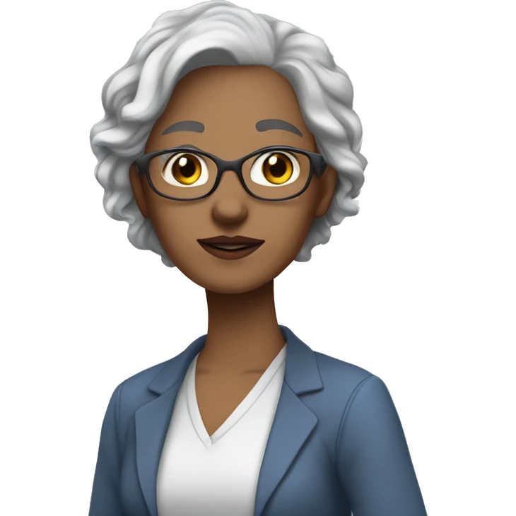 44 year old white afab non binary teacher with blue eyes and brownish grey hair standing in front of a white board emoji