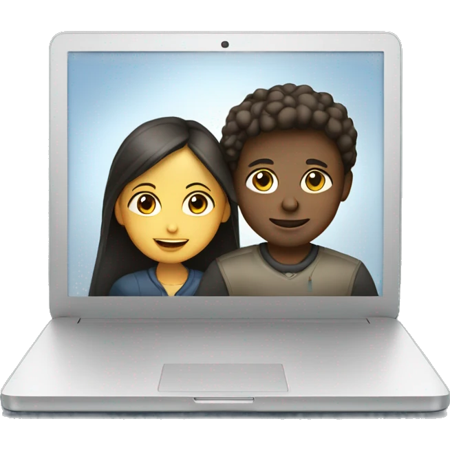 Girl and boy laptop with light above head emoji