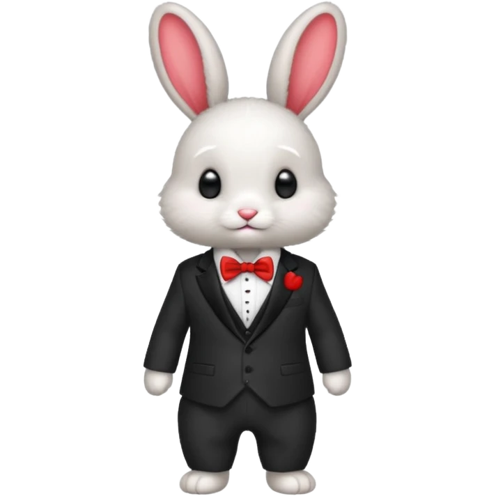 baby bunny in suit no carrot red bowtie emoji