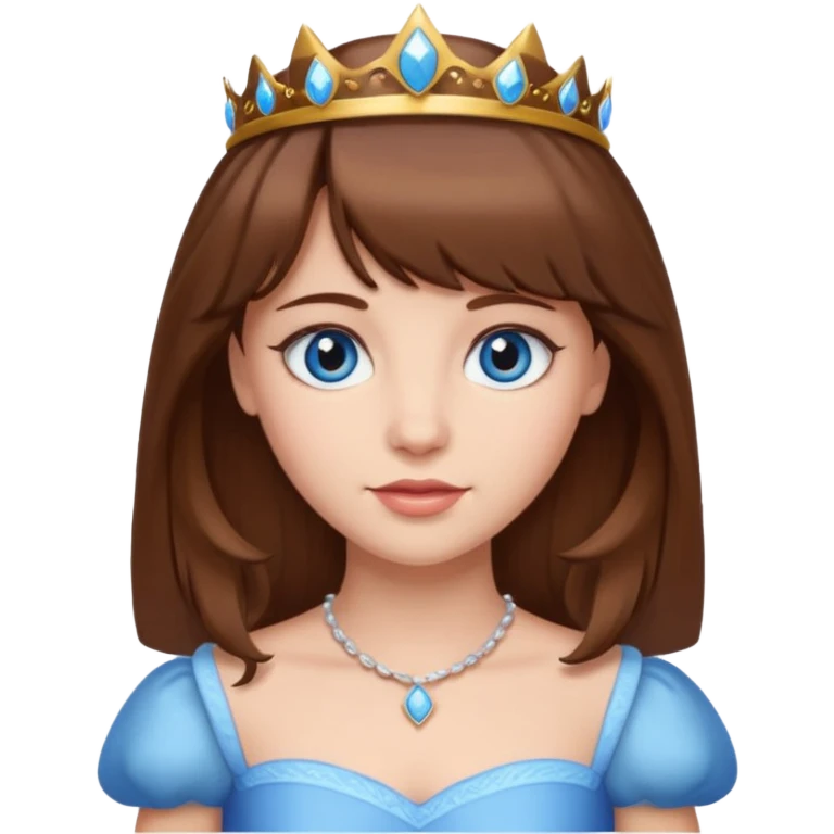 princess with brown hair and bangs and blue eyes emoji