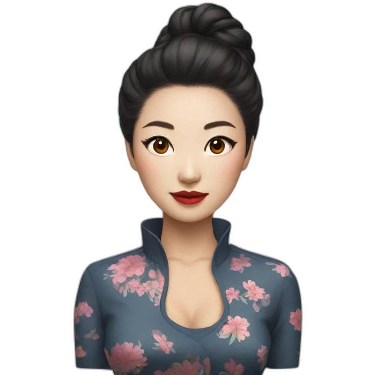 Chinese woman with blusa cuello de tortuga makeup Artist emoji