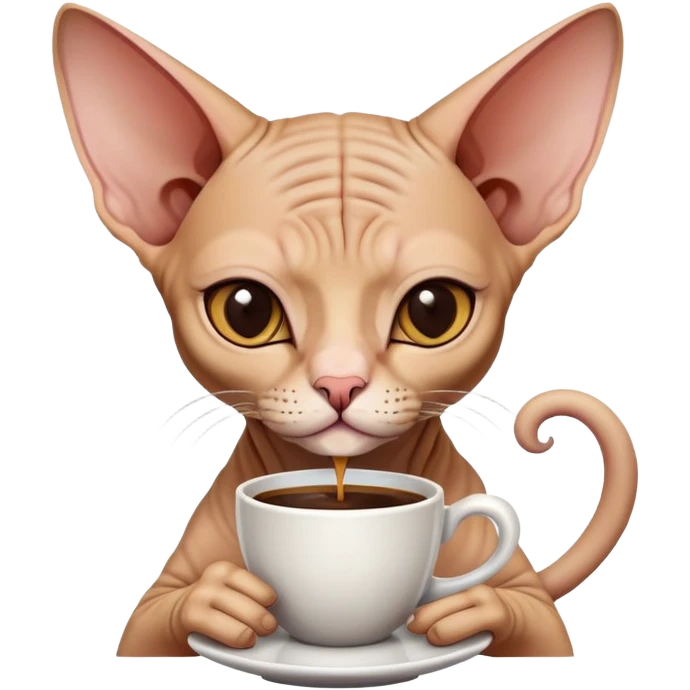 Sphynx cat drink coffee emoji
