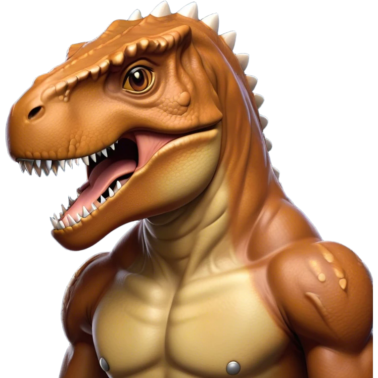 Cinematic Noble T-rex Portrait Emoji, Poised and commanding, with a massive, powerful head, a robust, muscular body, tiny, determined arms, and a fearsome yet noble gaze, Simplified yet sharply defined features, highly detailed, glowing with a cool, primal radiance, high shine, intelligent and formidable, stylized with an air of ancient predatory authority, focused and vigilant, soft glowing outline, capturing the essence of a watchful and confident T-rex that appears ready to roar out of the screen with effortless might! emoji
