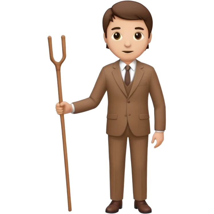 Give me a brown suit with stick just the clothes and add a stick beside emoji