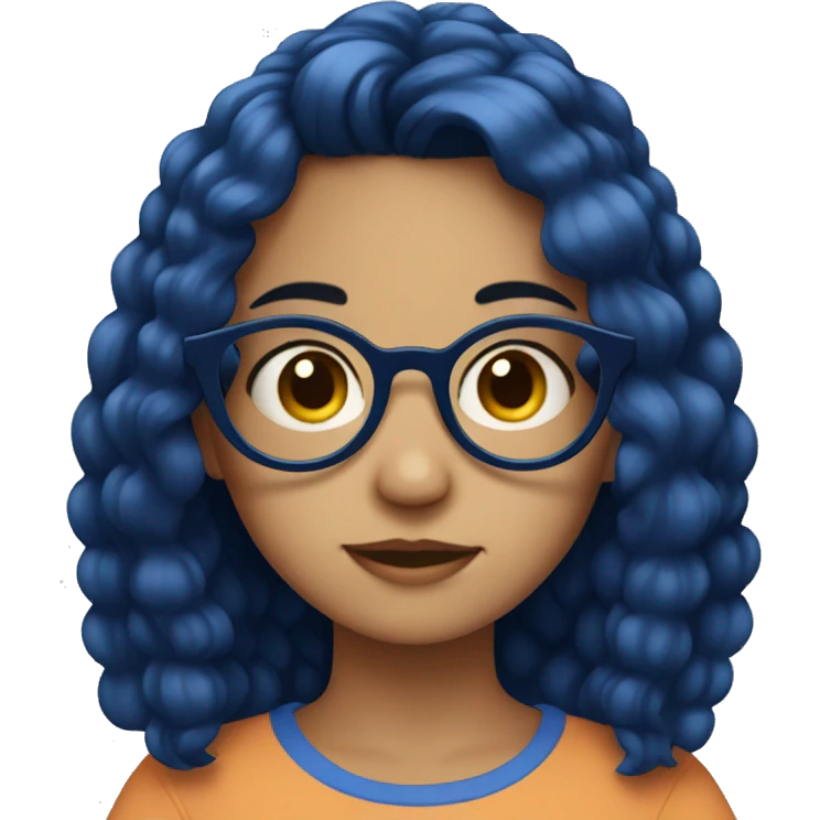 Girl with dark blue hair round glasses and autism emoji