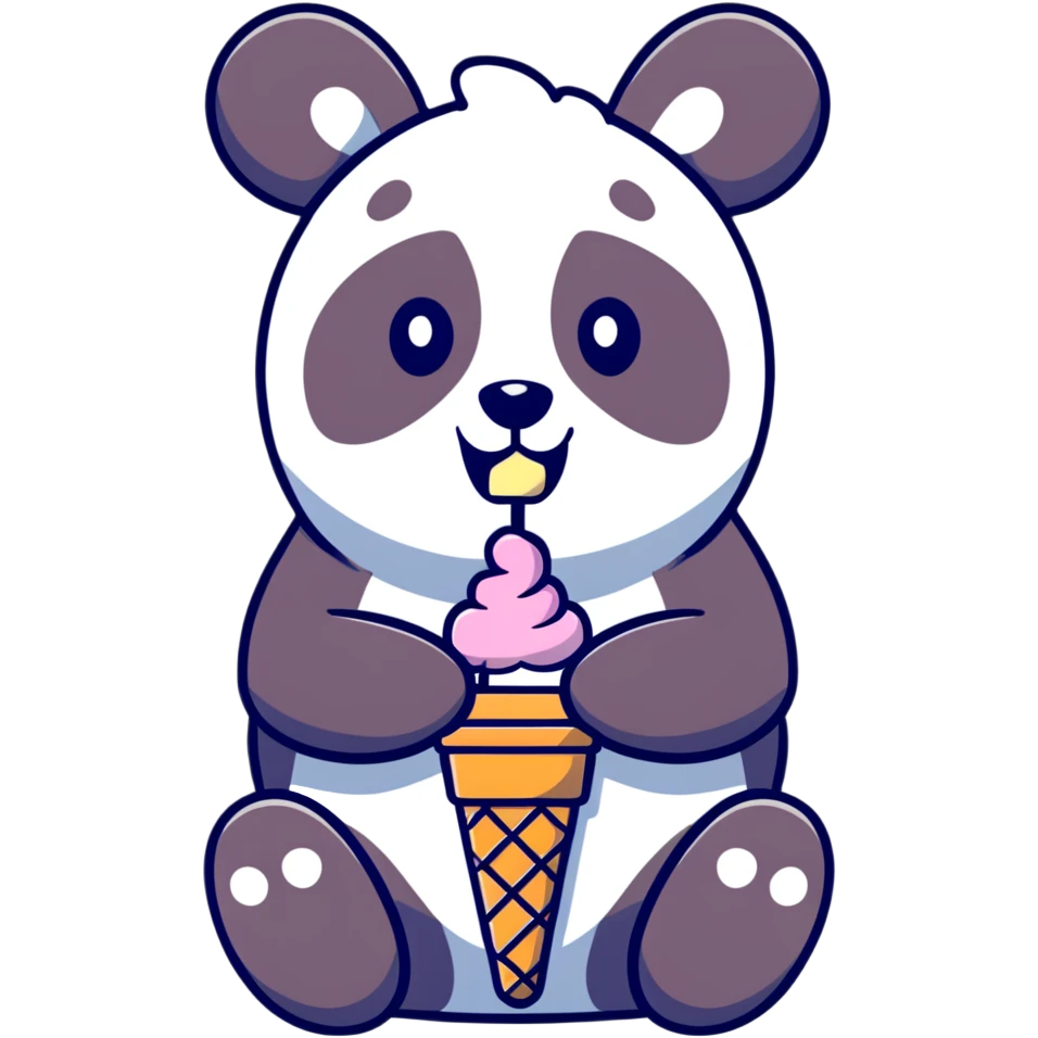 Panda eating ice cream emoji