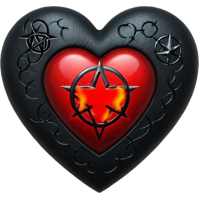 goth themed heart with a pentagram emoji