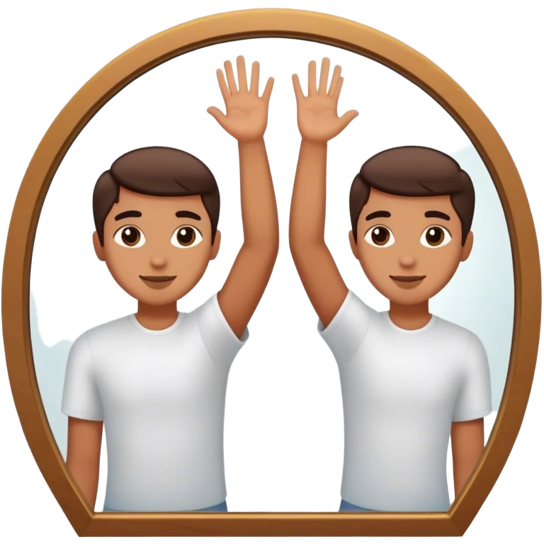 a person through a mirror. self-love high fiving emoji