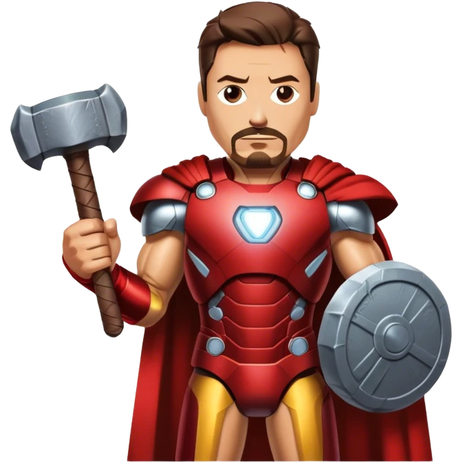 ironman having thors hammer emoji