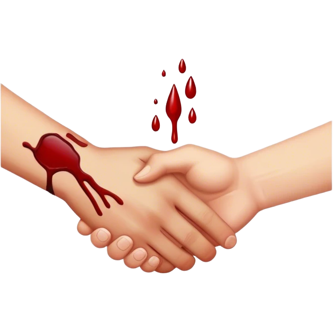 handshake with one hand in blood emoji