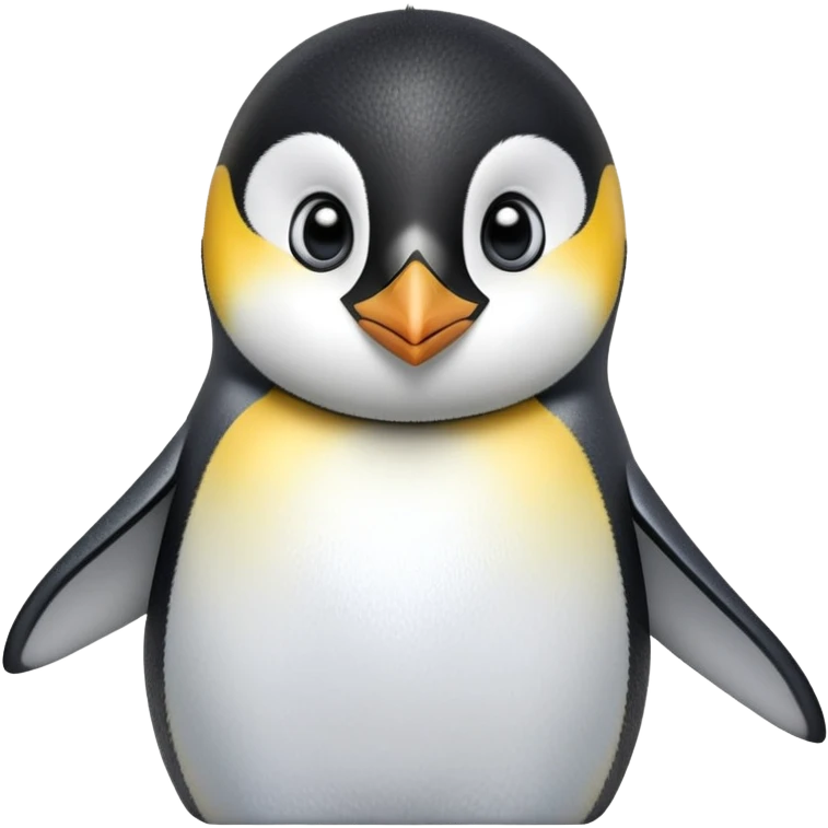 cinematic-cute-emperor-penguin-portrait-emoji,-head-tilted-playfully-and-inquisitively,-with-glossy,-pristine-plumage-accented-by-a-bright-beak-and-round,-sparkling-eyes-filled-with-curiosity,-simplified-yet-irresistibly-adorable-features zoomed into the face emoji