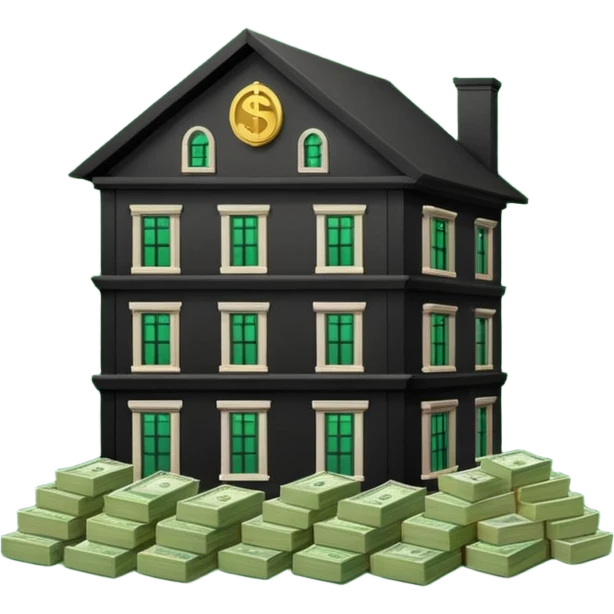 a bankhouse with money emoji