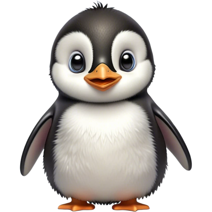 Cinematic Comical Baby Penguin Portrait Emoji, Head tilted dramatically with an exaggeratedly shocked expression, featuring delightfully fluffy plumage with wide, comically expressive eyes full of humorous disbelief, Simplified yet hilariously expressive features, highly detailed, glowing with a slightly sassy polar glow, high shine, dramatic yet playful, stylized with an air of cheeky innocence, soft glowing outline, capturing the essence of a meme-worthy baby penguin that seems ready to side-eye its way into viral fame! emoji