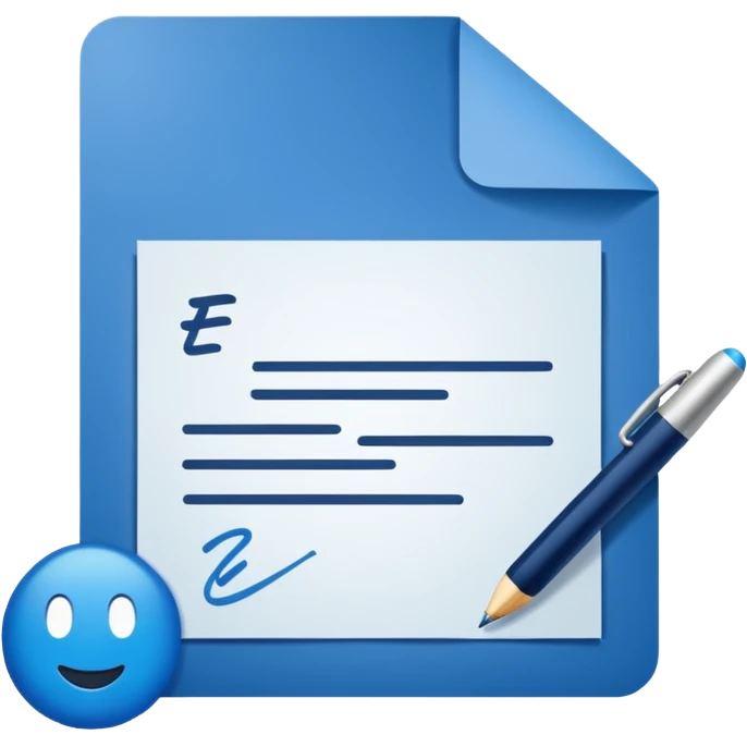 Emoji de una hoja firmada con una firma azul simulada y título “Autorización”. emoji