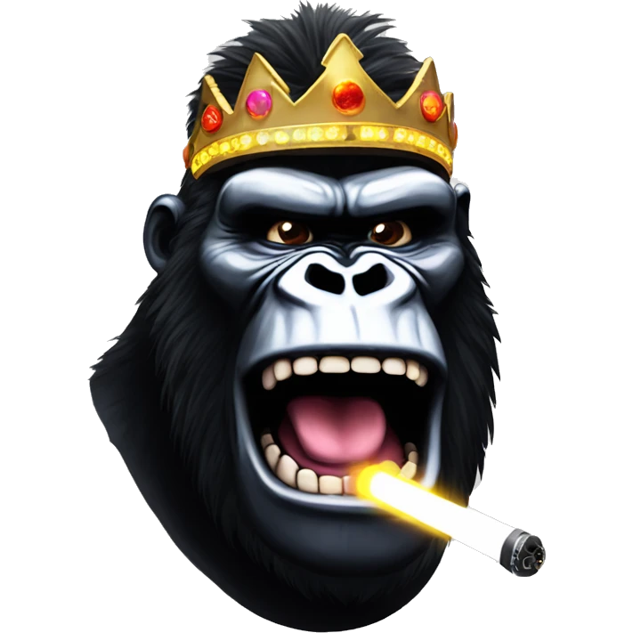 king kong white stick poking out of his mouth at a rave with lazer lights flashing emoji