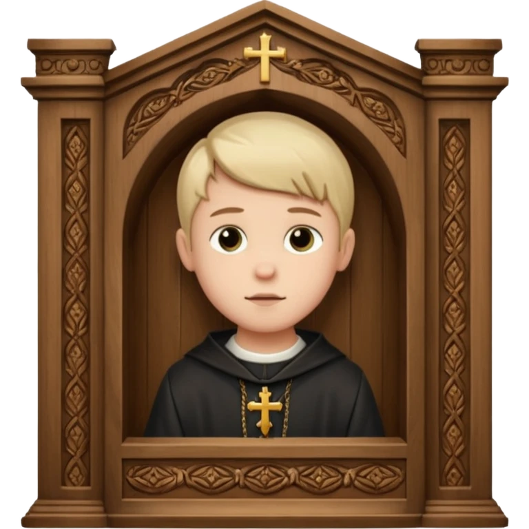 Chico en un confesionario entero católico emoji