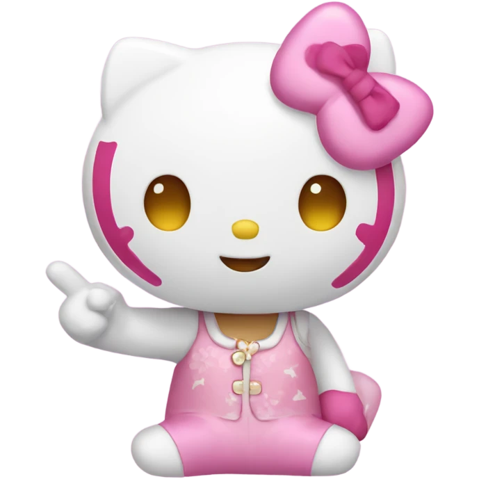 Hello kitty with a peace sign emoji