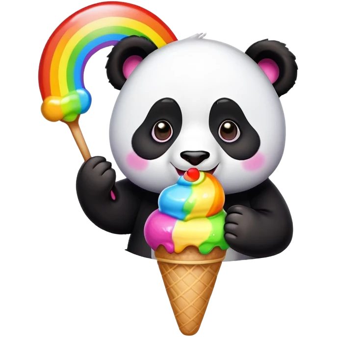 Panda eating ice cream rainbow  emoji