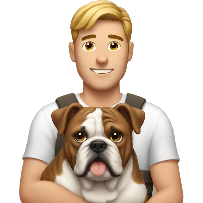 guy with english brown bulldog  emoji