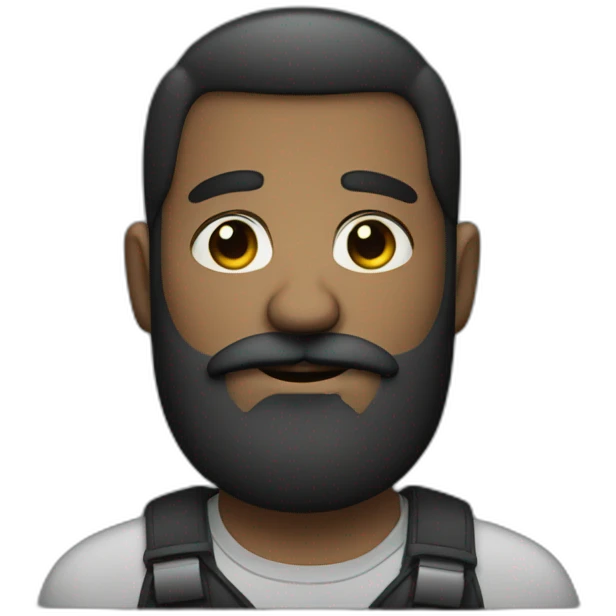 Gay guy with big black beard and chubby face emoji