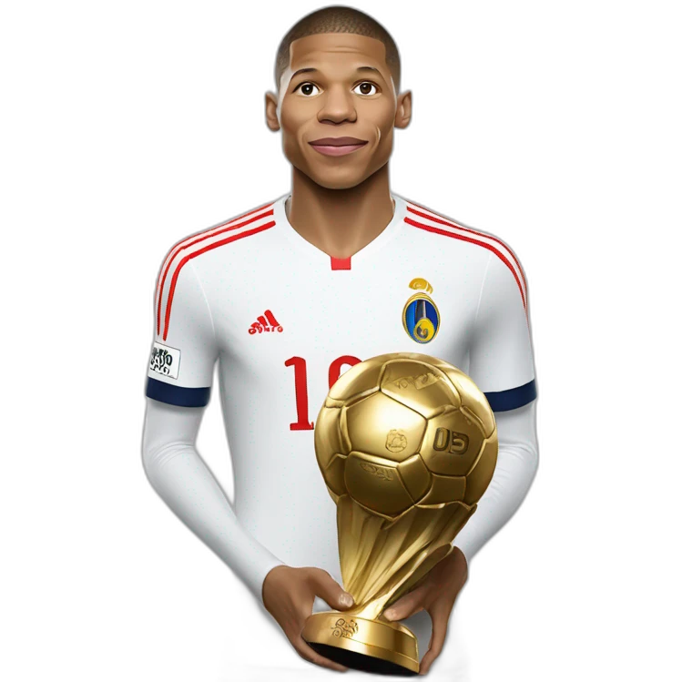 Mbappé qui fait un bisou au ballon d'Or emoji