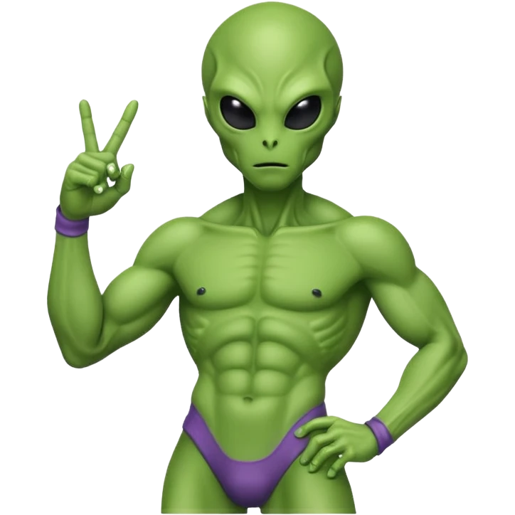 Alien with middle finger with big butt emoji