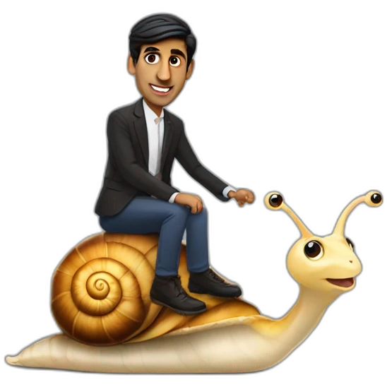Rishi sunak riding a snail emoji