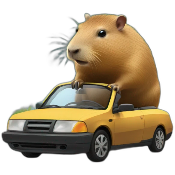 Capybara on a car emoji