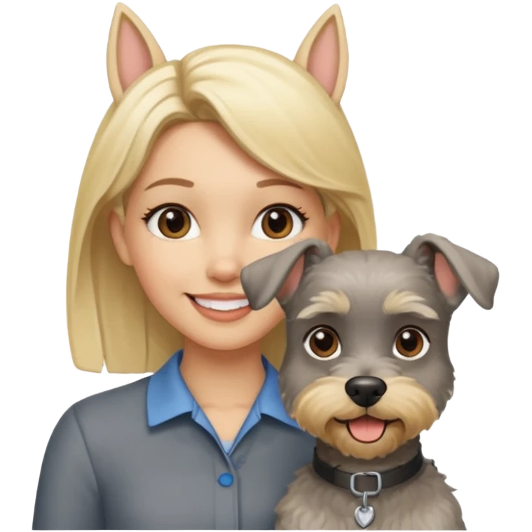 Schnauzer con orejas levantadas y mujer güera emoji