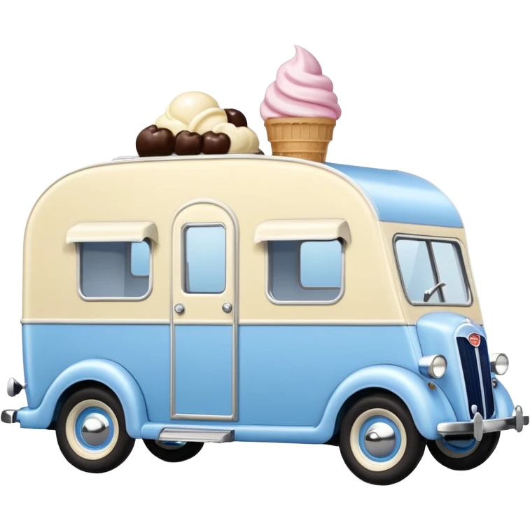 ice cream caravan,1935 fiat ,pearl blue  emoji