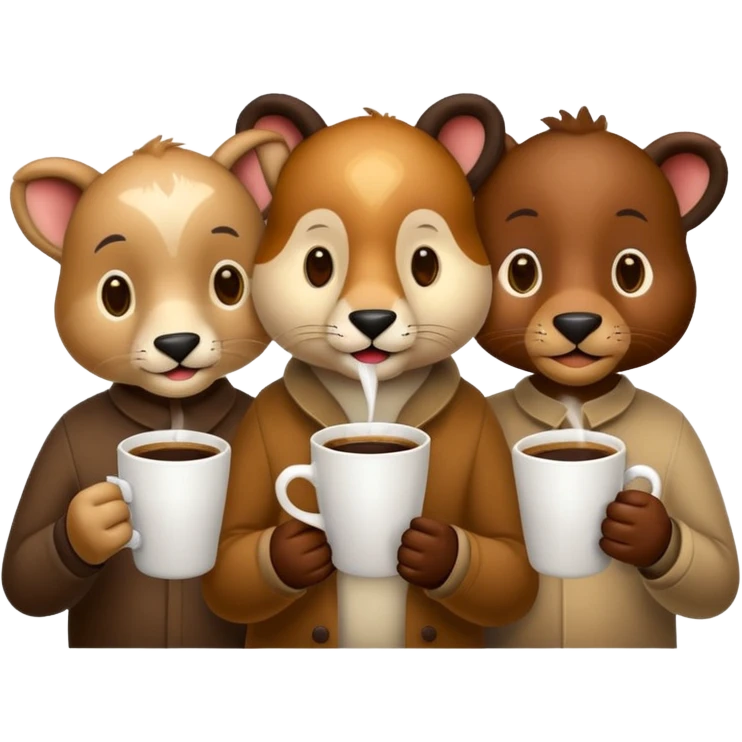 3 animaux qui prennent le café emoji