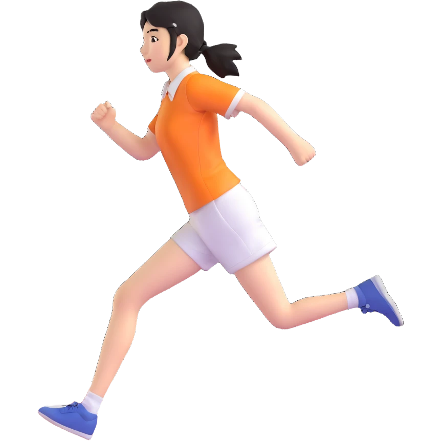 Japanese female high school student in PE uniform running on track emoji
